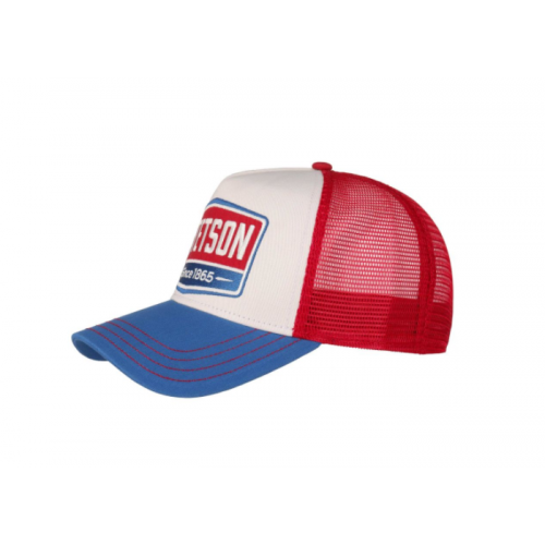 Gorra highway trucker azul y rojo stetson 1