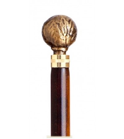 Bastón de Haya con puño bola de Bronce lacado 1