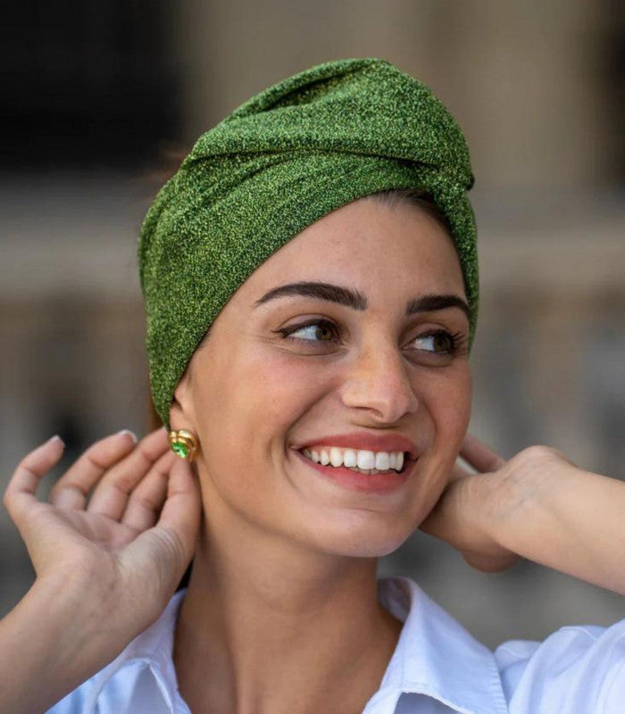 Turbante maille verte paloma germain 1