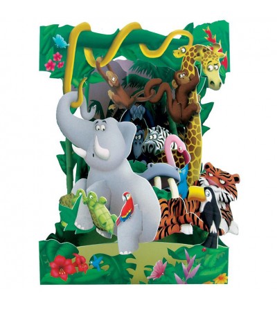 TARJETA 3D, POSTAL SWING JUNGLA 1