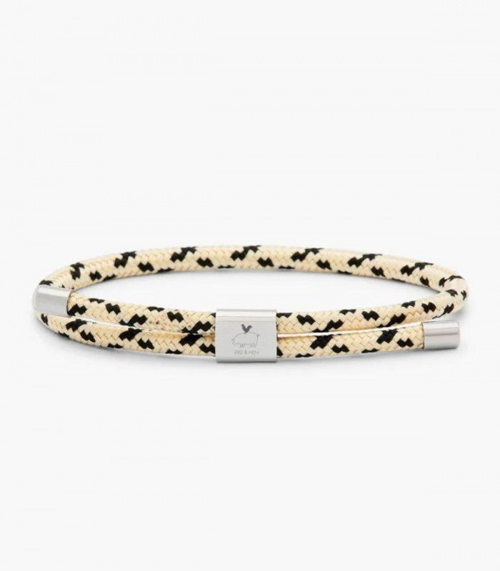 Pulsera little lewis 4mm ivory-black-silver pig & hen 1