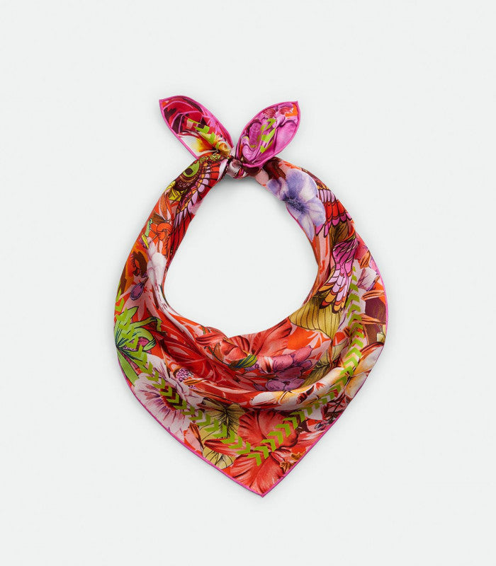 Pañuelo de seda nicki flowers orange codello 1