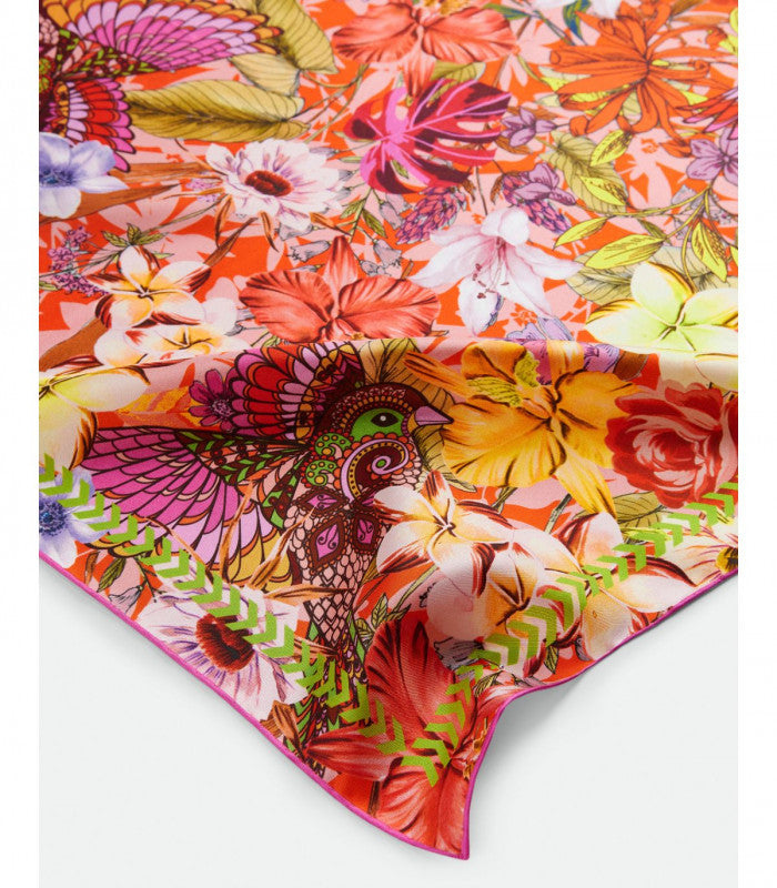 Pañuelo de seda nicki flowers orange codello 2
