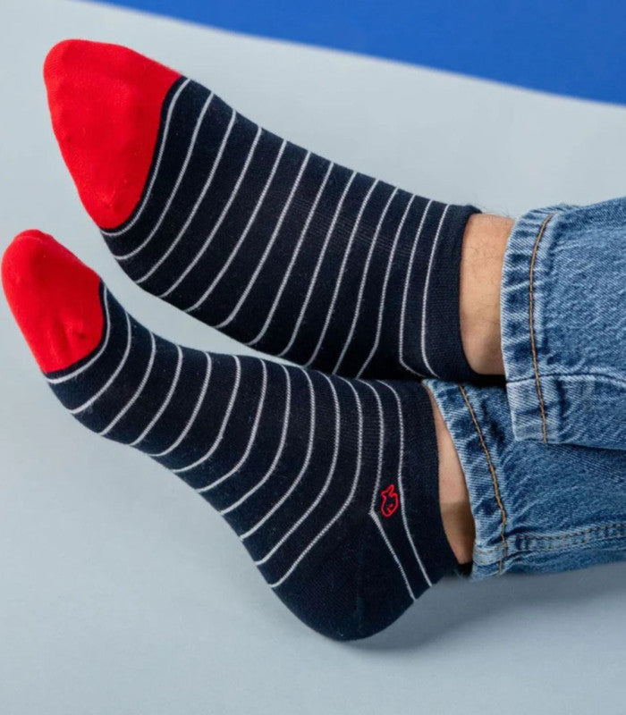 Calcetines tobilleros billy belt navy white 2