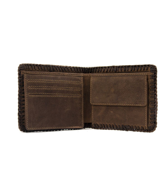 Cartera americana artesana marron rosme 2