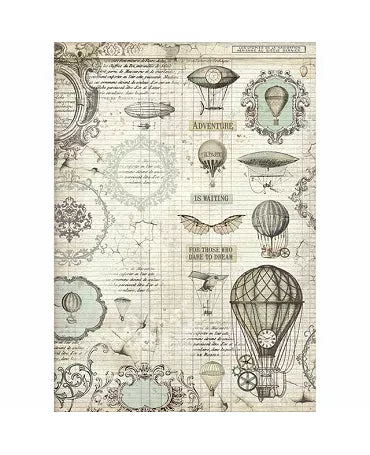 Papel arroz Stamperia A3 Voyages Fantastiques balloon 1
