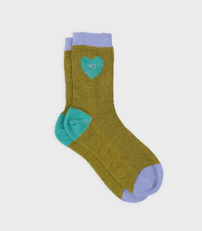 Calcetines mujer billy belt heart olive-turquoise 1
