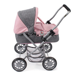 Cochecito de muñecas smarty gris rosa coche bayer chic 1