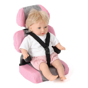 Asiento de coche para muñecas gris rosa bayer chic 2