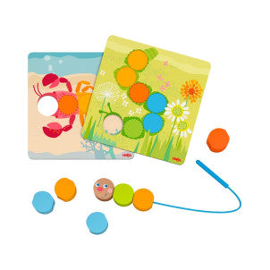 Juego de ensartar animales de madera haba 2