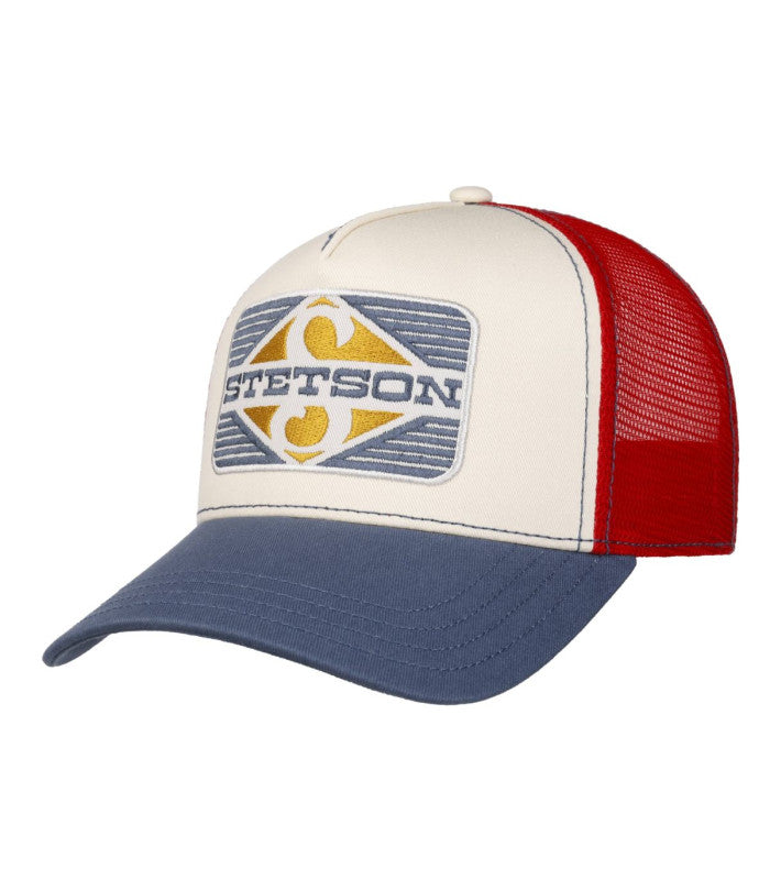 Gorra trucker rhombus denim ecru stetson 1