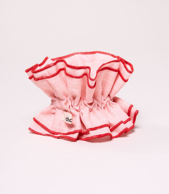 Scrunchie maxi chouchou carreaux rose-blanc 1