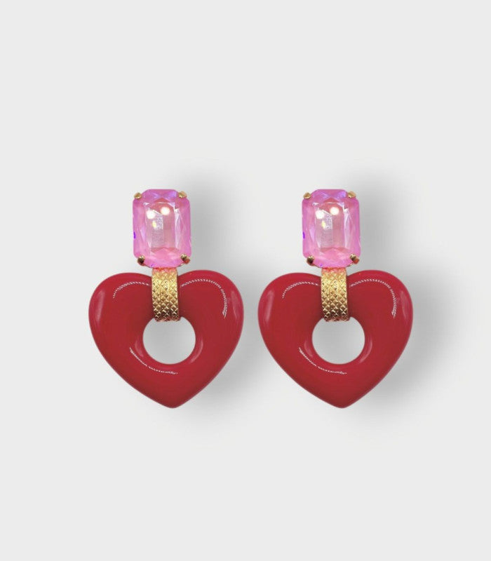 Pendiente full love strass red julie sion 1