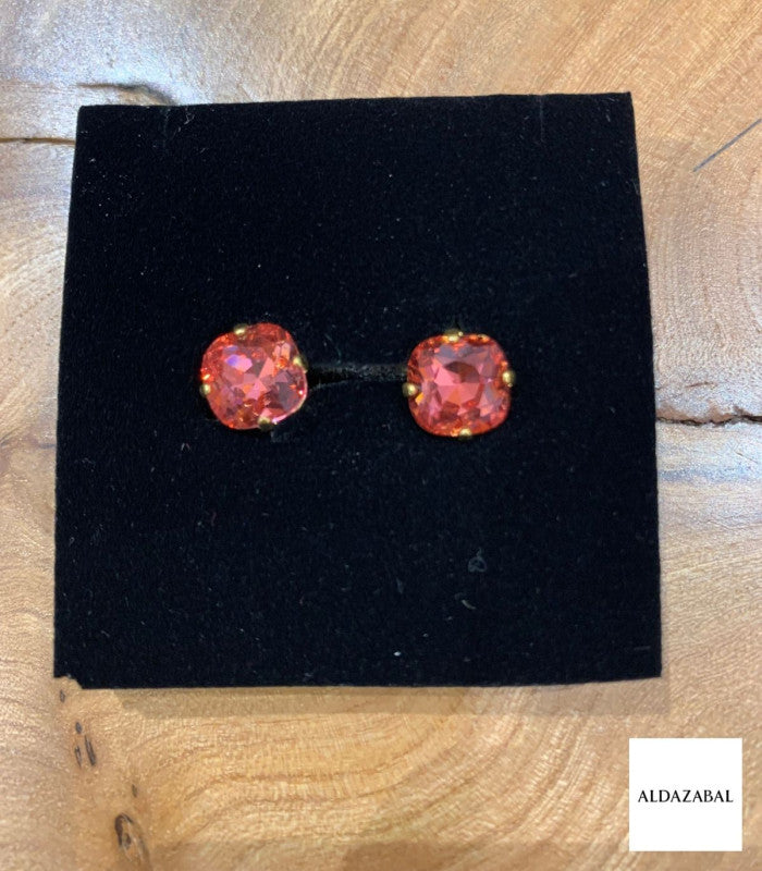 Pendiente cristal lucia rojo coral aldazabal joyas 1