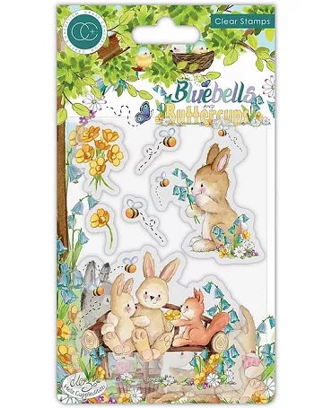 Sello Silicona Craft Consortium Conejitos y flores 1
