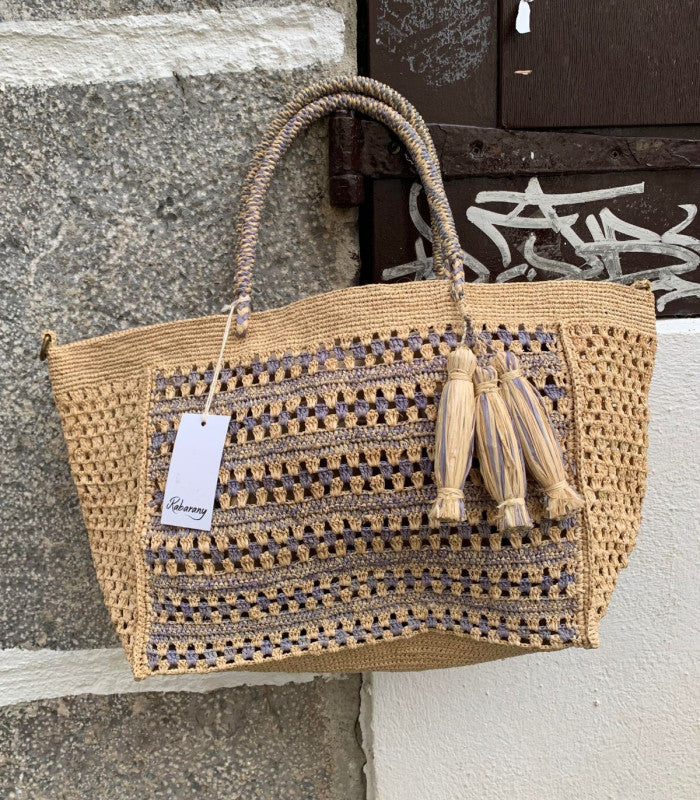 Bolso de rafia tsara nvl nat blue rabarany 1