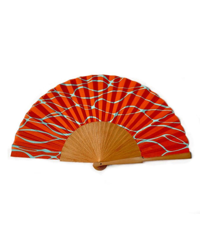 Abanico popelin aqua naranja 1