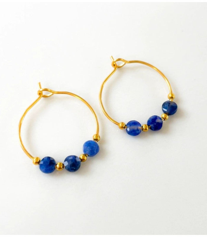 Pendiente aro azteca azul litchi 1