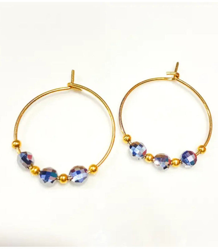 Pendientes aro grises litchi 1