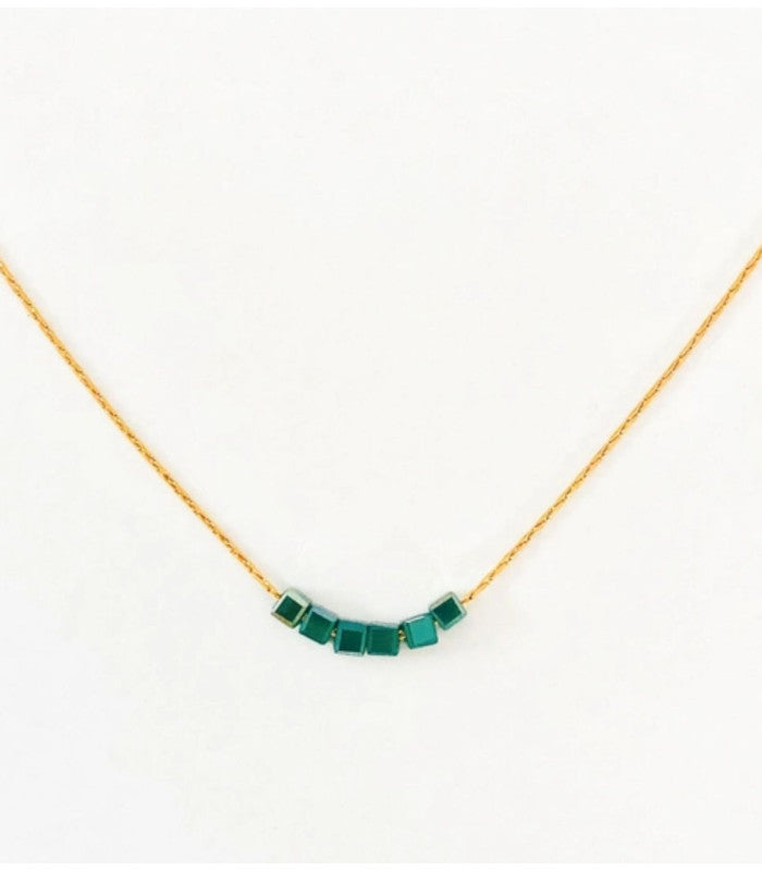 Collar simply square aqua litchi 2