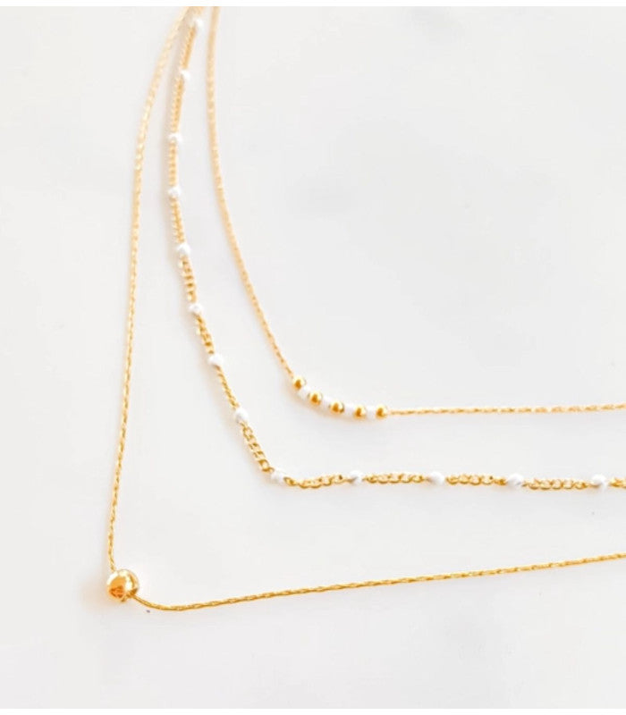 Collar triple anna blanco litchi 1