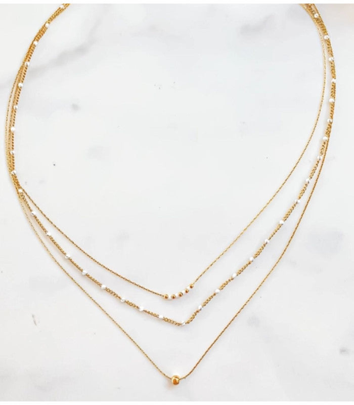 Collar triple anna blanco litchi 2