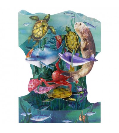 Tarjeta 3D, POSTAL SWING MUNDO MARINO 1