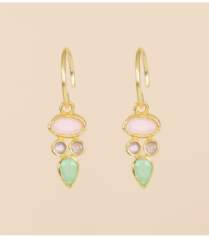 Pendiente saada pink opal oval muja juma 1
