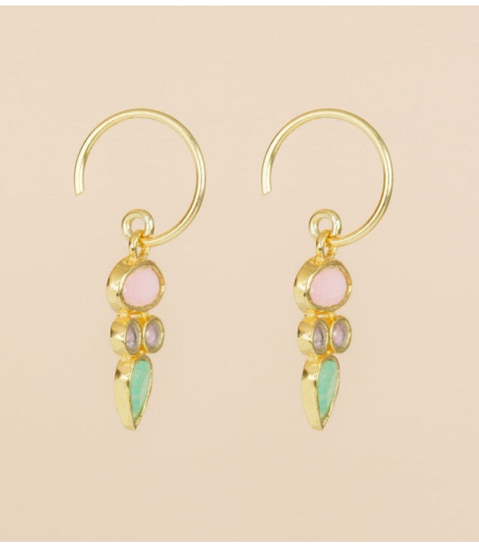Pendiente saada pink opal oval muja juma 2