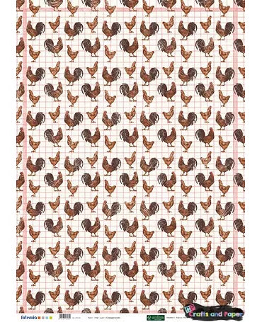 PAPEL ENCUADERNAR ARTEMIO Campagne Poules 50x70cm 1