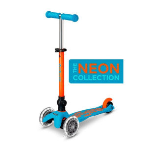 Patinete mini-micro deluxe plegable neon led azul-naranja 1