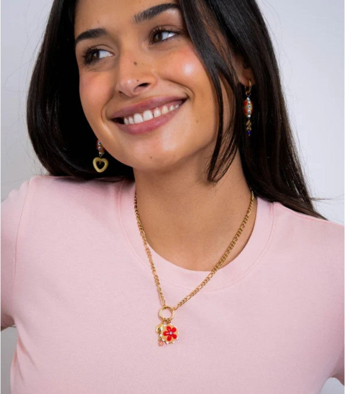 Collar trencadis cadena flor multicolor dorado anartxy 2