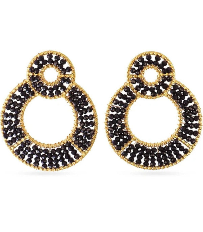 Pendientes largos solea flecos cristal negro anartxy 1