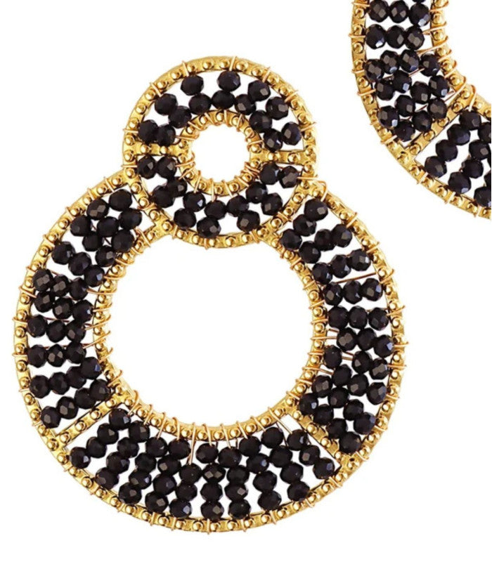 Pendientes largos solea flecos cristal negro anartxy 2