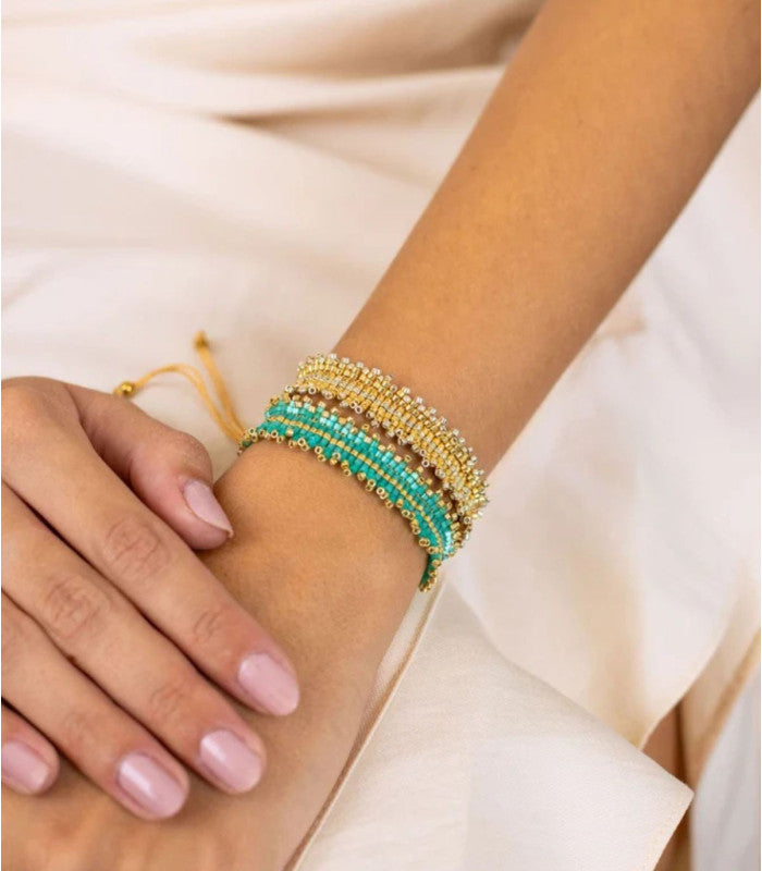 Pulsera ajustable miyuki banda dorado anartxy 1