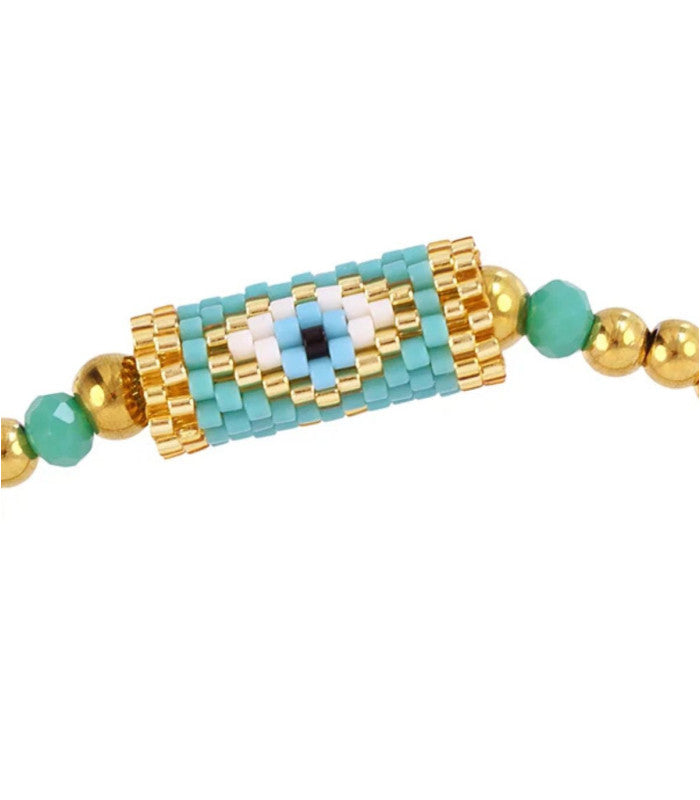 Pulsera elastica miyuki ojo turquesa anartxy 2