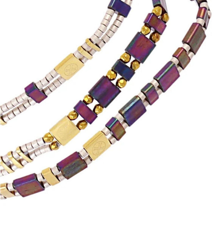 Pulsera miyuki triple cafe geometrica anartxy 2
