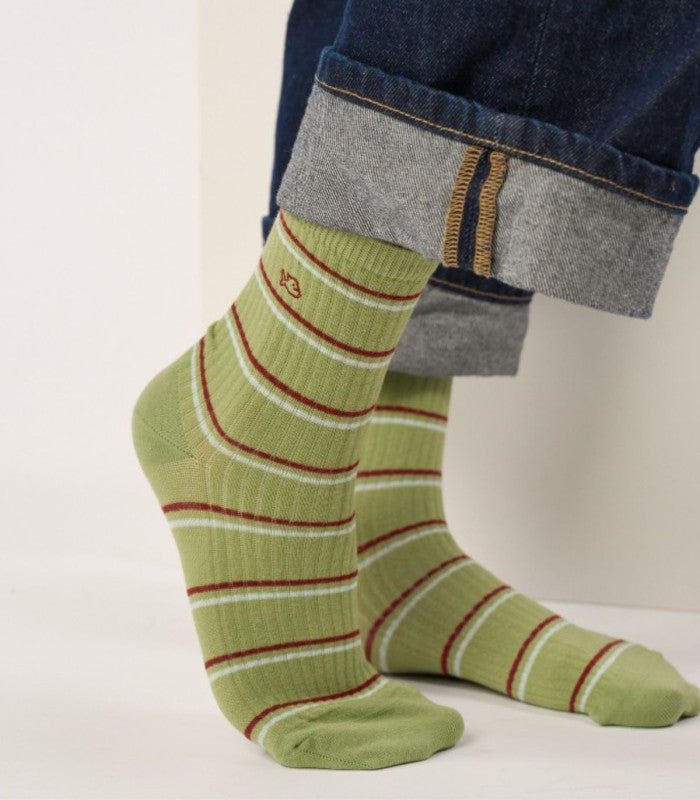 Calcetines mujer billy belt striped green 1