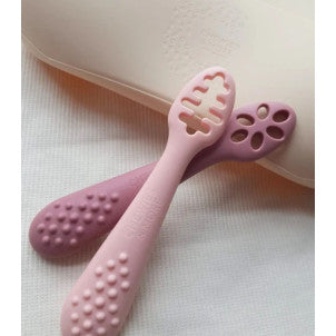 Primeros cubiertos silicona rosa-malva chewies&more 1