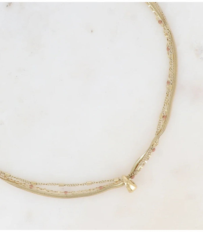 Collar meriane 3 vueltas marron nude bohm paris 1