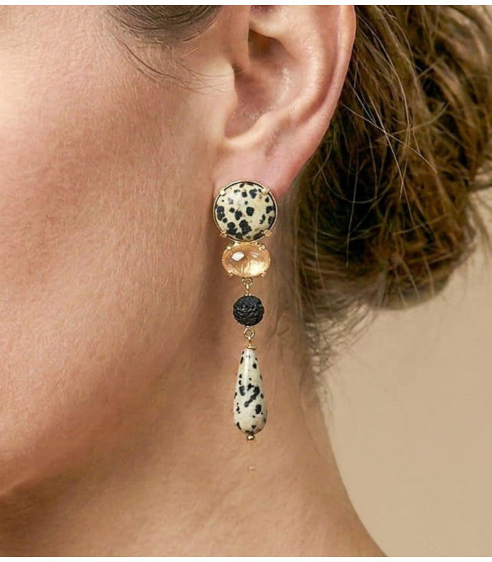 Pendiente kinshasa gota jaspe dalmata nature bijoux 2