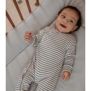 Pijama bebe rayas azul forest friends 2-4 meses little dutch 2
