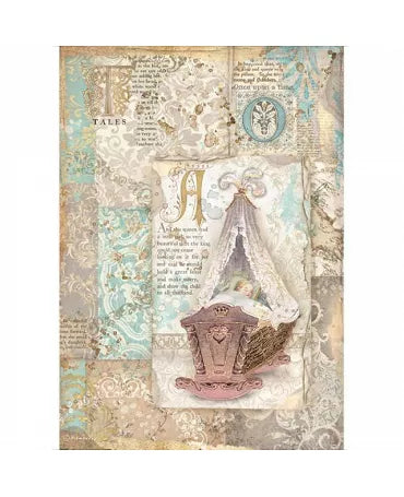 Papel arroz Stamperia A4 SLEEPING BEAUTY Cuna 1