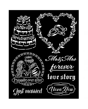 STENCIL Stamperia 20x25cm SLEEPING BEAUTY Recién Casados 1