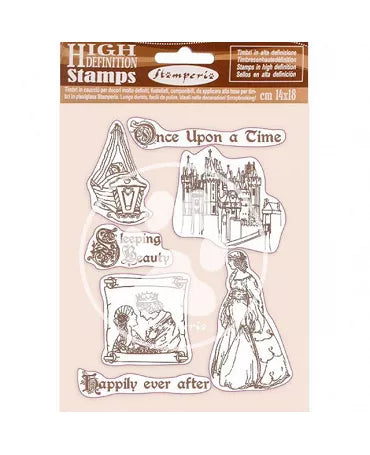 Sello Caucho Stamperia 14x18 cm SLEEPING BEAUTY Erase una vez 1