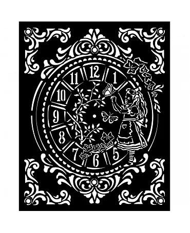 STENCIL Stamperia 20x25cm ALICE Reloj 1