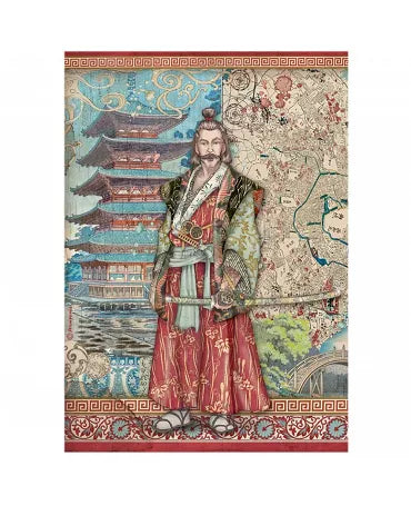 Papel arroz Stamperia A4 SIR VAGABOND IN JAPAN Samurai 1