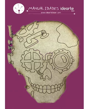 Madera Silueta Calavera Steampunk 17x14cm 1