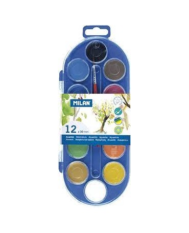 Acuarelas Estuche MILAN 12 Pastillas Ø30 mm + Pincel 1