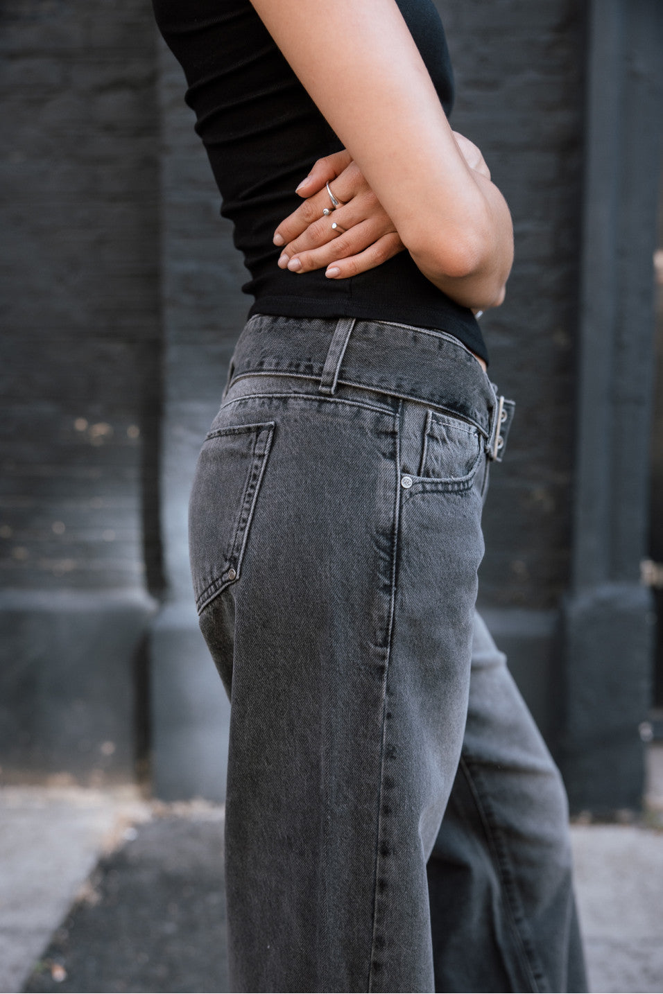 Pantalon negro anchos tiro bajo agatha denim blisty Freeman T.Porter
